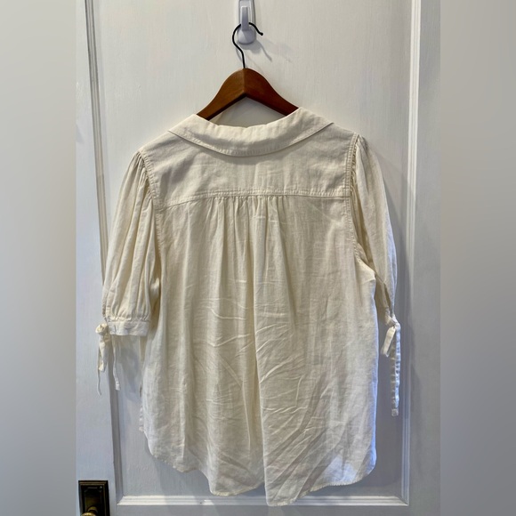 Free People “Safari Babe” Linen-Blend Button-Down Top - White - Size M - Picture 3 of 9